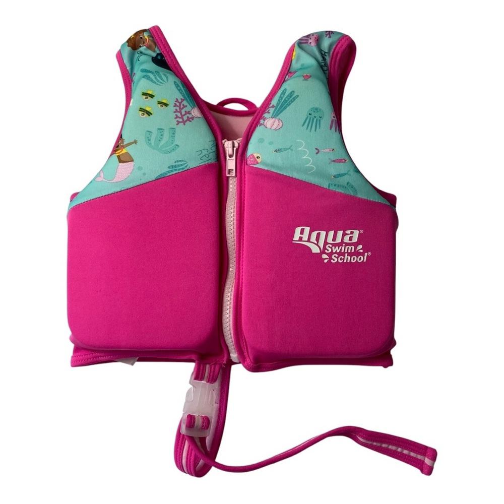 Toddler Kids Swim Vest - Pink and Green - Aqua Swim School Ages 2-4